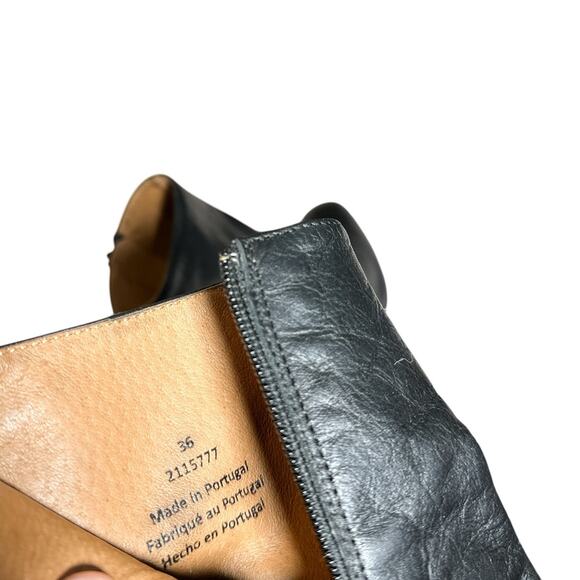 Free People Nicola Leather Square Toed Ankle Zip Block Heeled Boot Black 36 US 6 - Picture 9 of 12